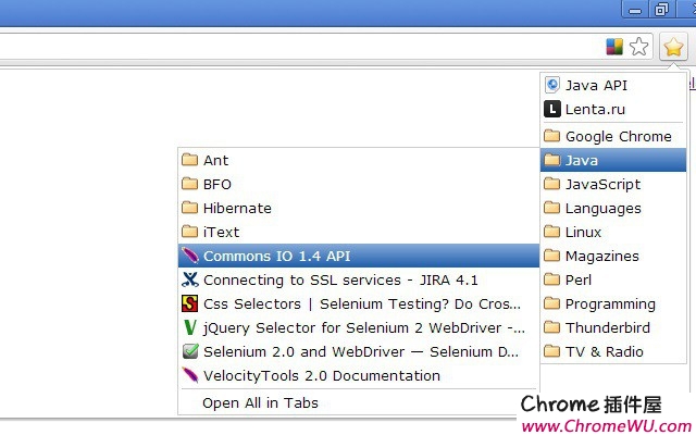 Bookmarks Menu – 将 Chrome 书签放到扩展栏