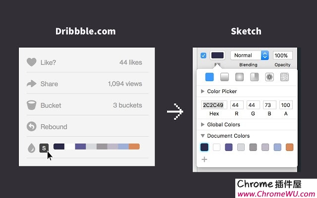 Dribble Color Generator-Chrome取色器，下载Dribble任意作品调色板