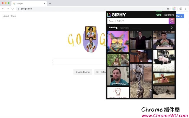 GIPHY for Chrome插件：一键保存GIF表情包，支持发送到Gmail/Facebook/推特